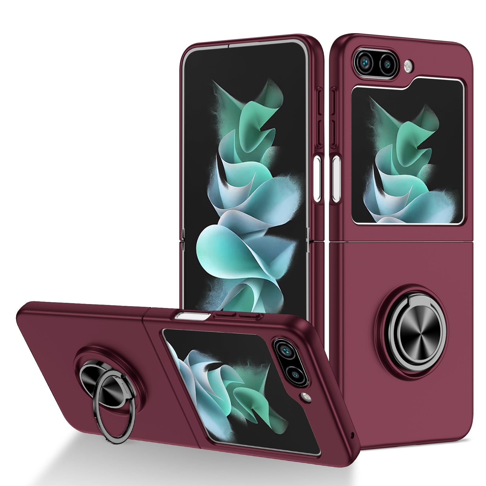 For Samsung Galaxy Z Flip5 5G Hard PC Phone Case Ring Kickstand Cover Support Magnetic Car Mount For Samsung Galaxy Z Flip5 5G Hard PC Phone Case Ring Kickstand Cover Support Magnetic Car Mount